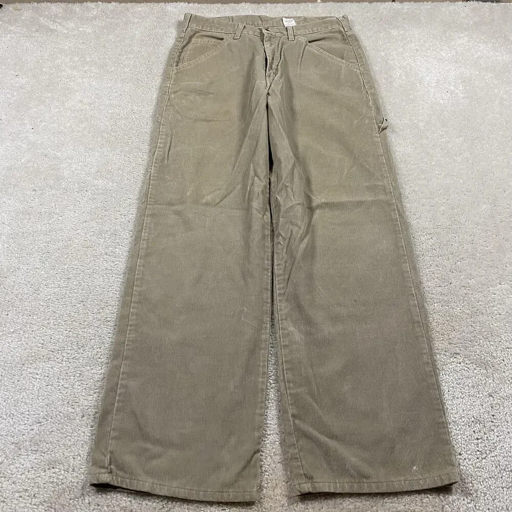 VTG Levis L2 Pants Mens 32x32 Beige Corduroy Carpenter Baggy Wide Leg Workwear